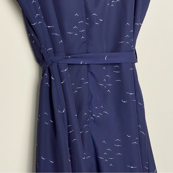 SALE. Tenki Navy Blue Bird Print Dress with Ribbon Belt Size 12 - Picture 6 of 14